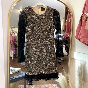 Bardot back and nude lace detail dress  XS